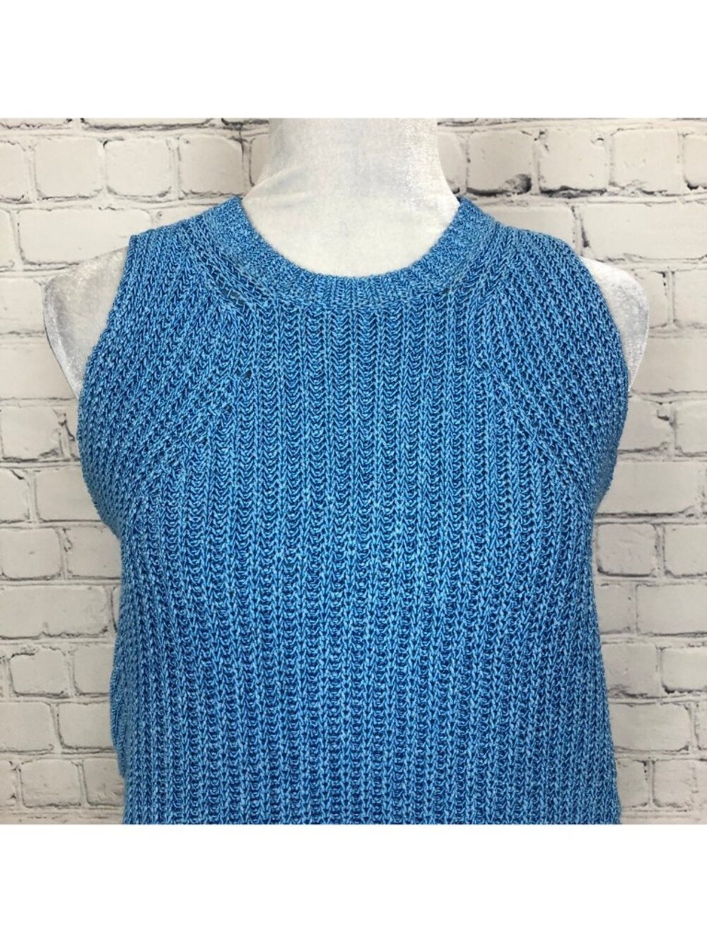 J Mclaughlin Amber Azzurro Stitch Knit Sweater Size M Sleeveless Blue - Picture 4 of 7